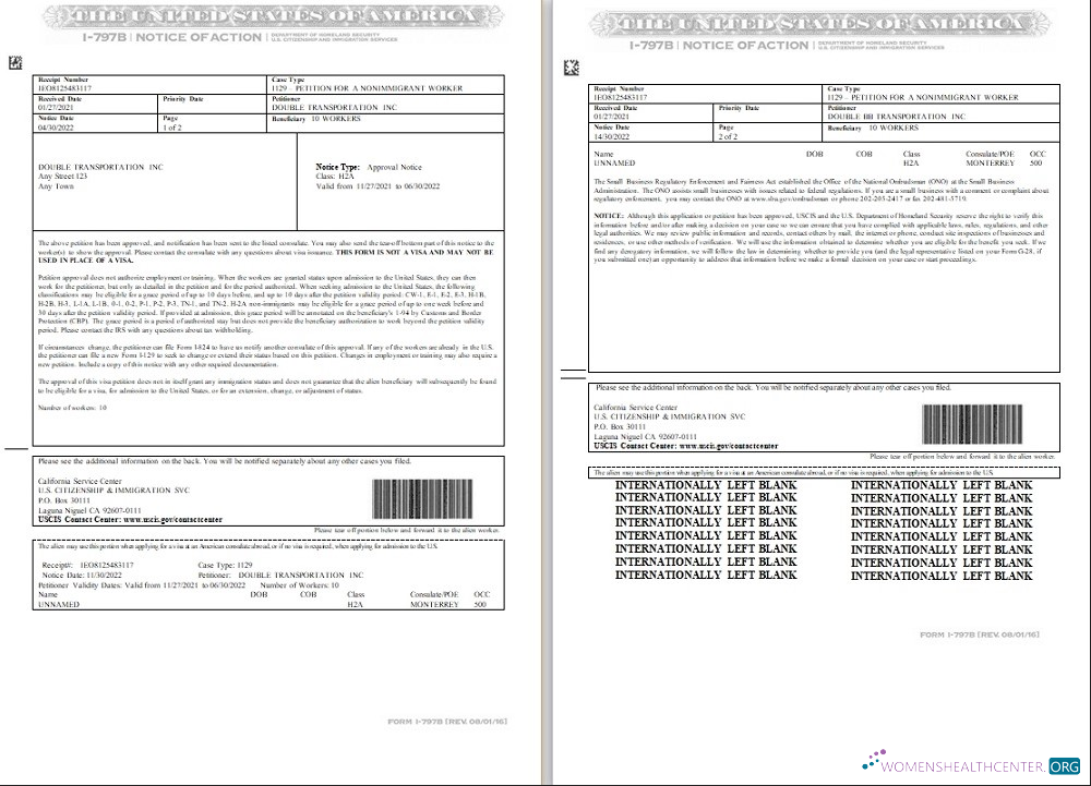 Download USA Form I 797B, Notice of Action template in Word and PDF format (2 pages) Photoshop template